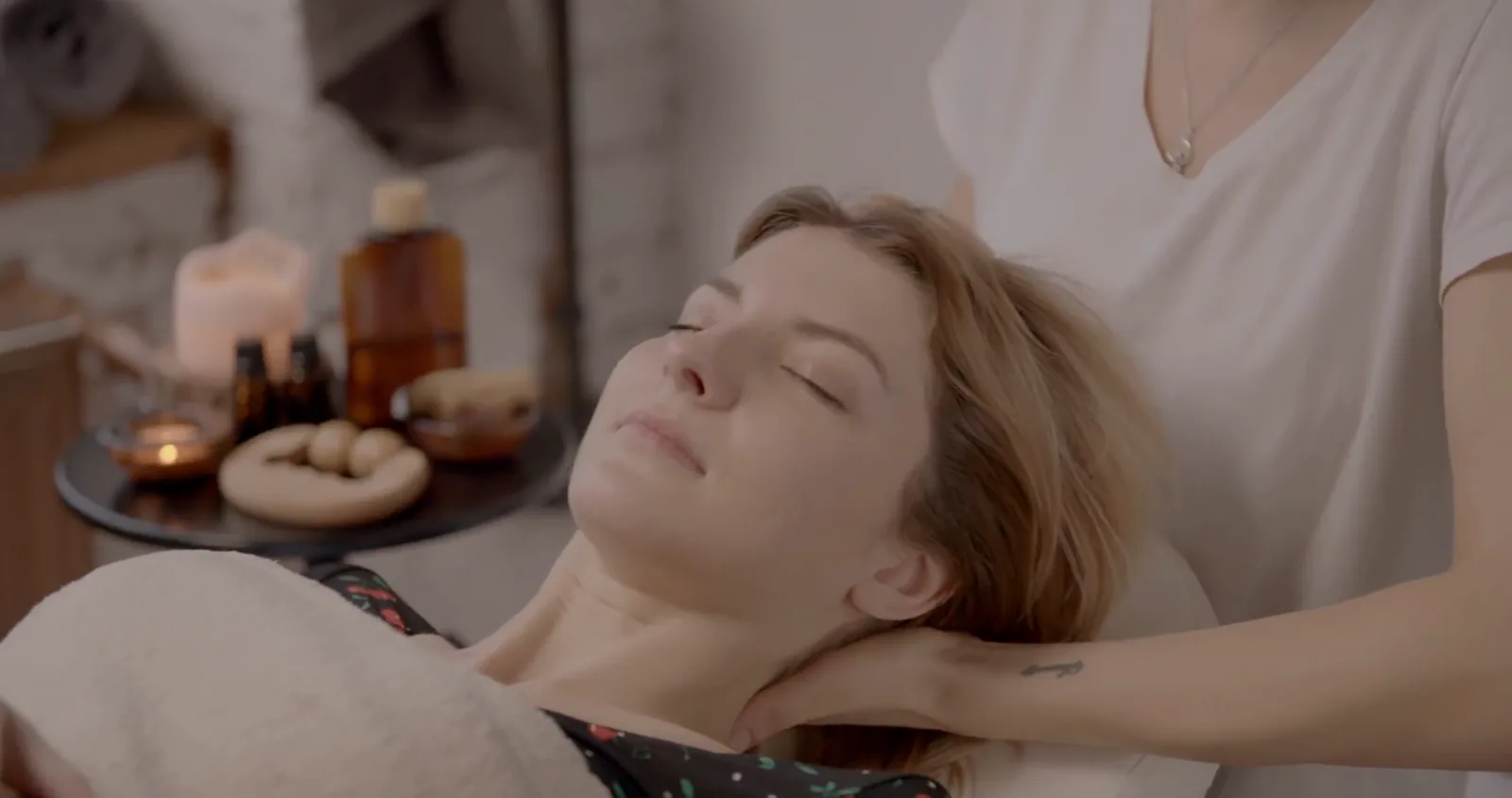 A relaxing head and scalp massage during a head spa